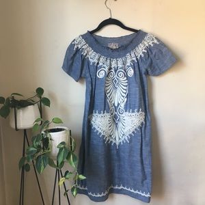 Anthropologie Chambray Rope Embroidered Dress